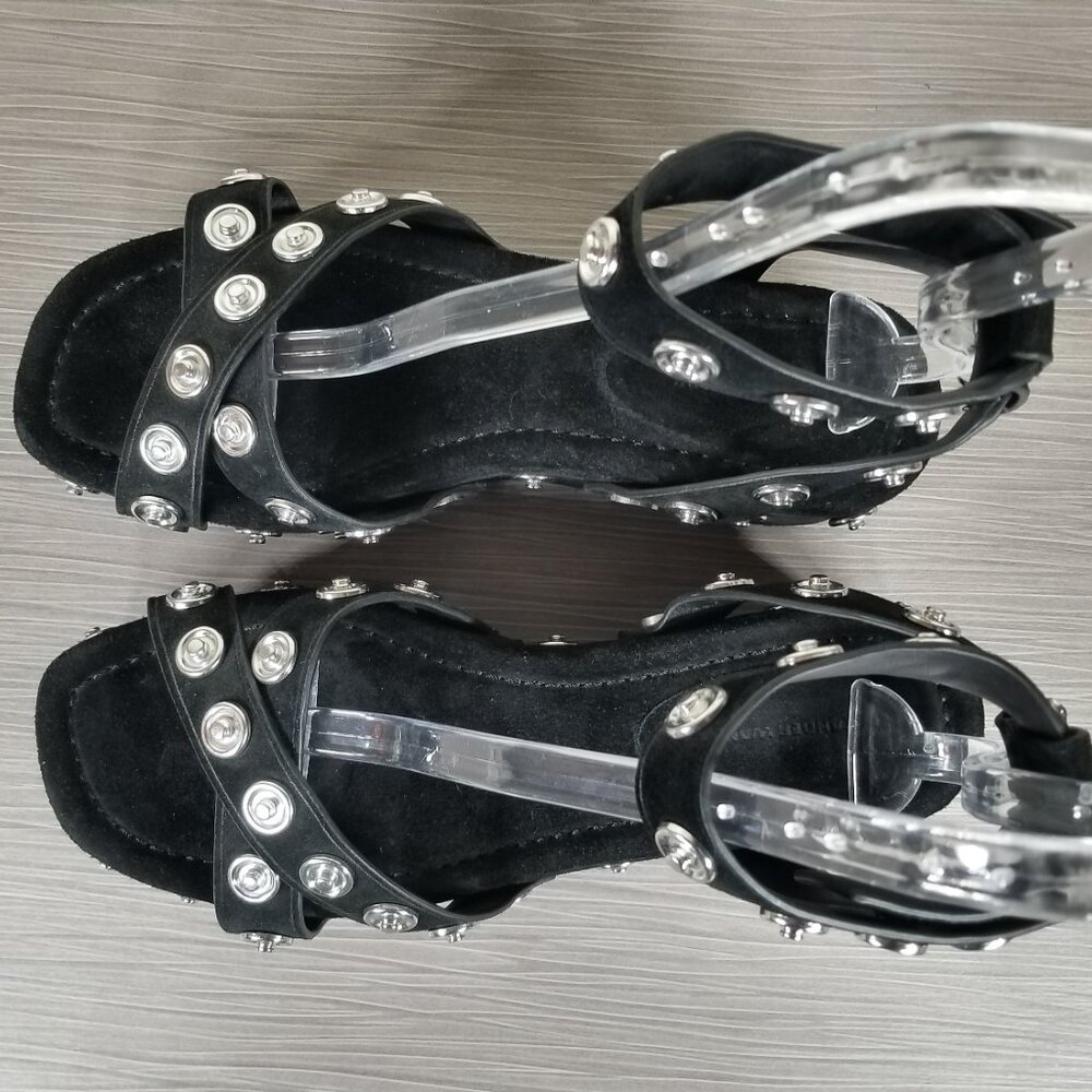 Alexander Wang Sandrah Studded Platform Sandal Black Suede Womens Size 10.5/40.5 - Picture 10 of 12